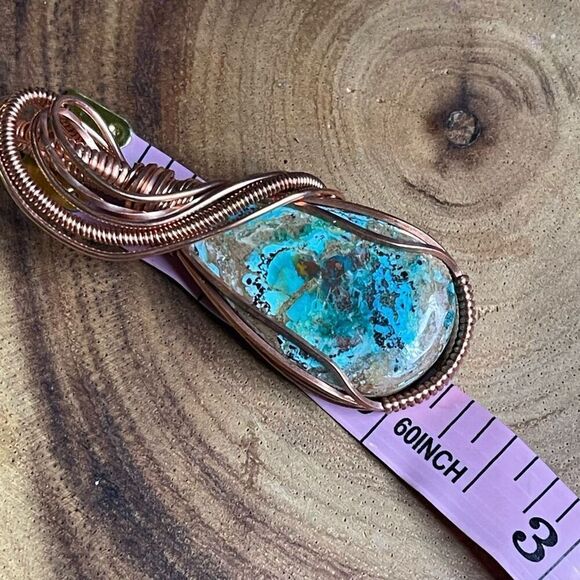 Wire wrapped shattuckite pendant handmade artisan  copper hand crafted - Picture 3 of 7